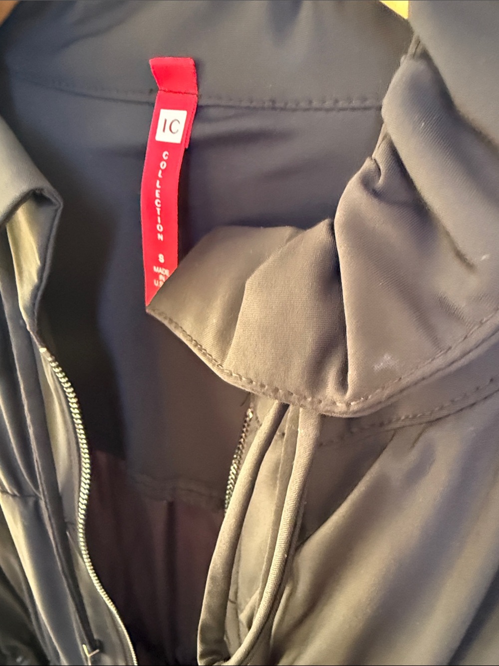 IC COLLECTION Black Ruched Drawstring Zip Jacket - Picture 3 of 3